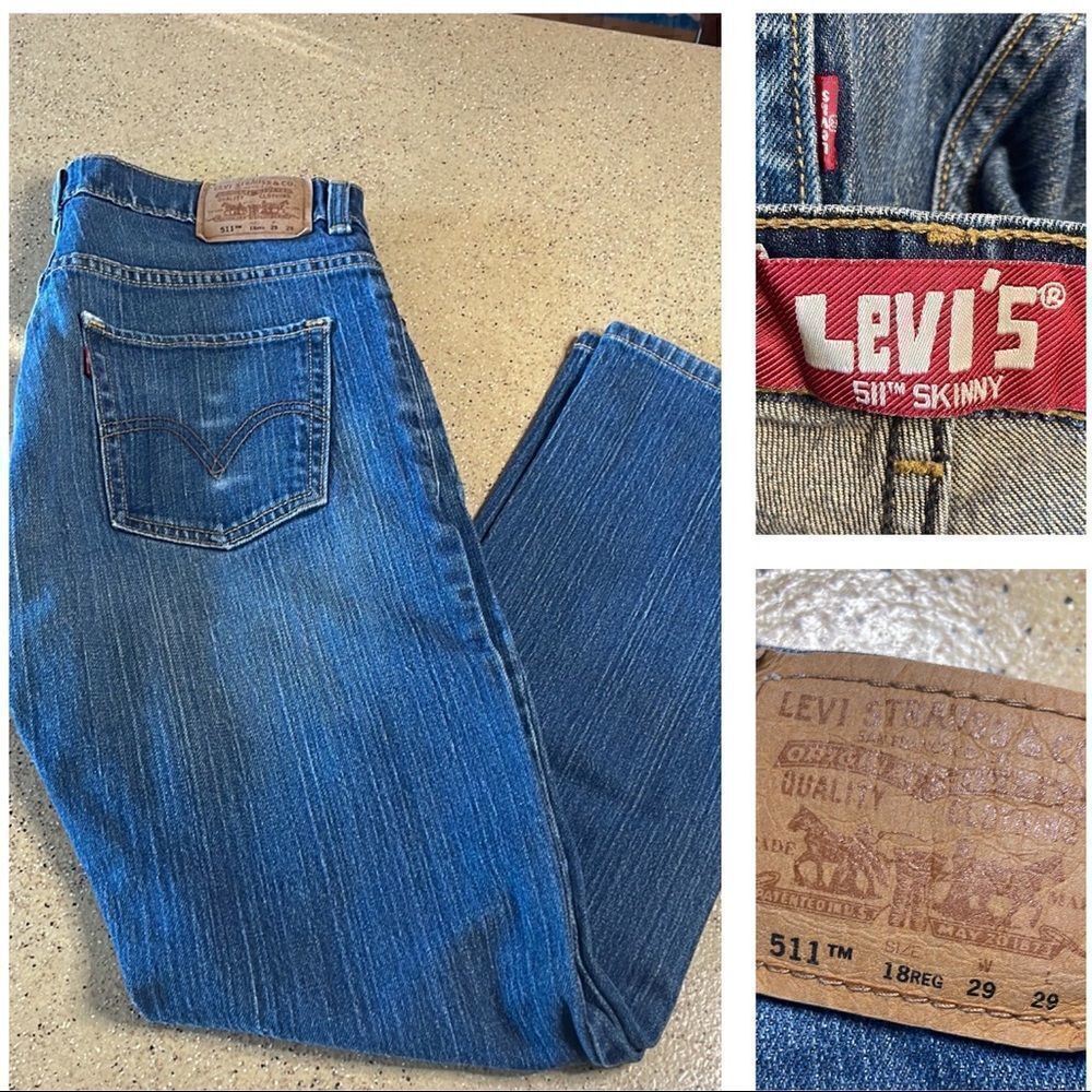 Levi's Boys 511 Skinny Medium Wash Jeans sz 18 Reg / 29 x 29